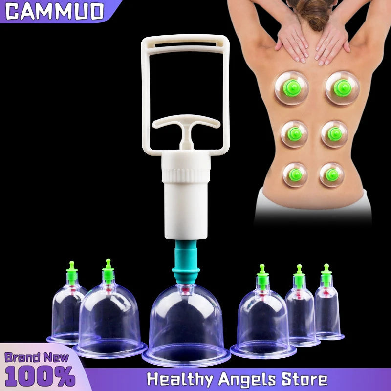 Vacuum Cupping Sets with Pumping Gun Suction Cups Back Massage Body Cup Detox Anti Cellulite Therapy Cans Healthy Care Jars