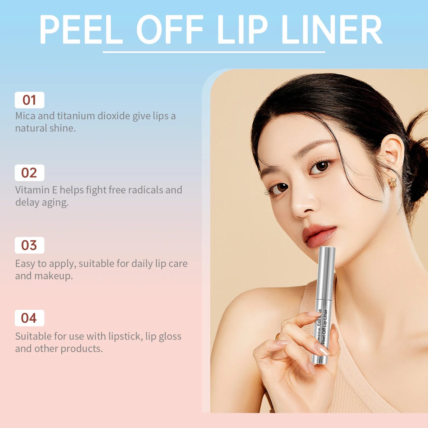 Highly Pigmented Peel Off Lip Liner Long Lasting Moisturising Enhance Lips Non-Stick Cup Waterproof Lip Stain Makeup Cosmetics